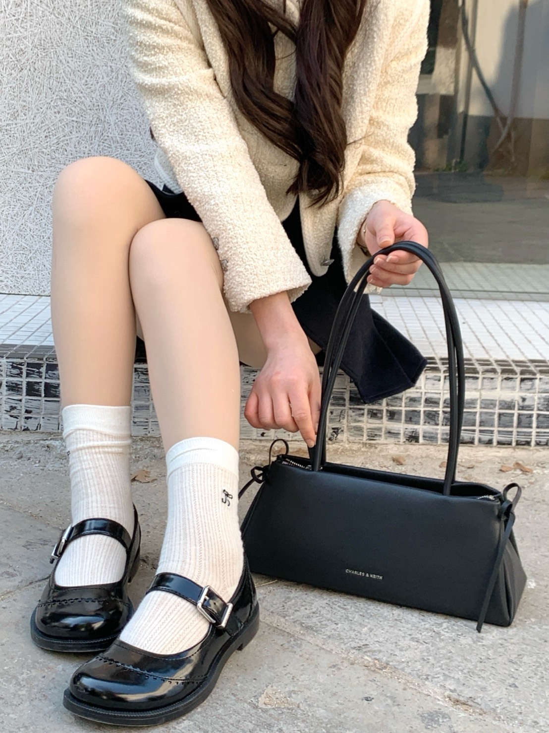 CHARLES&KEITH 小CK 中號 蝴蝶結 法棍包