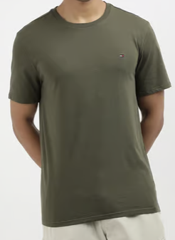 [S] TOMMY HILFIGER LADIES CREW NECK TEE,OLIVE, 76J4883-701 (STH952)
