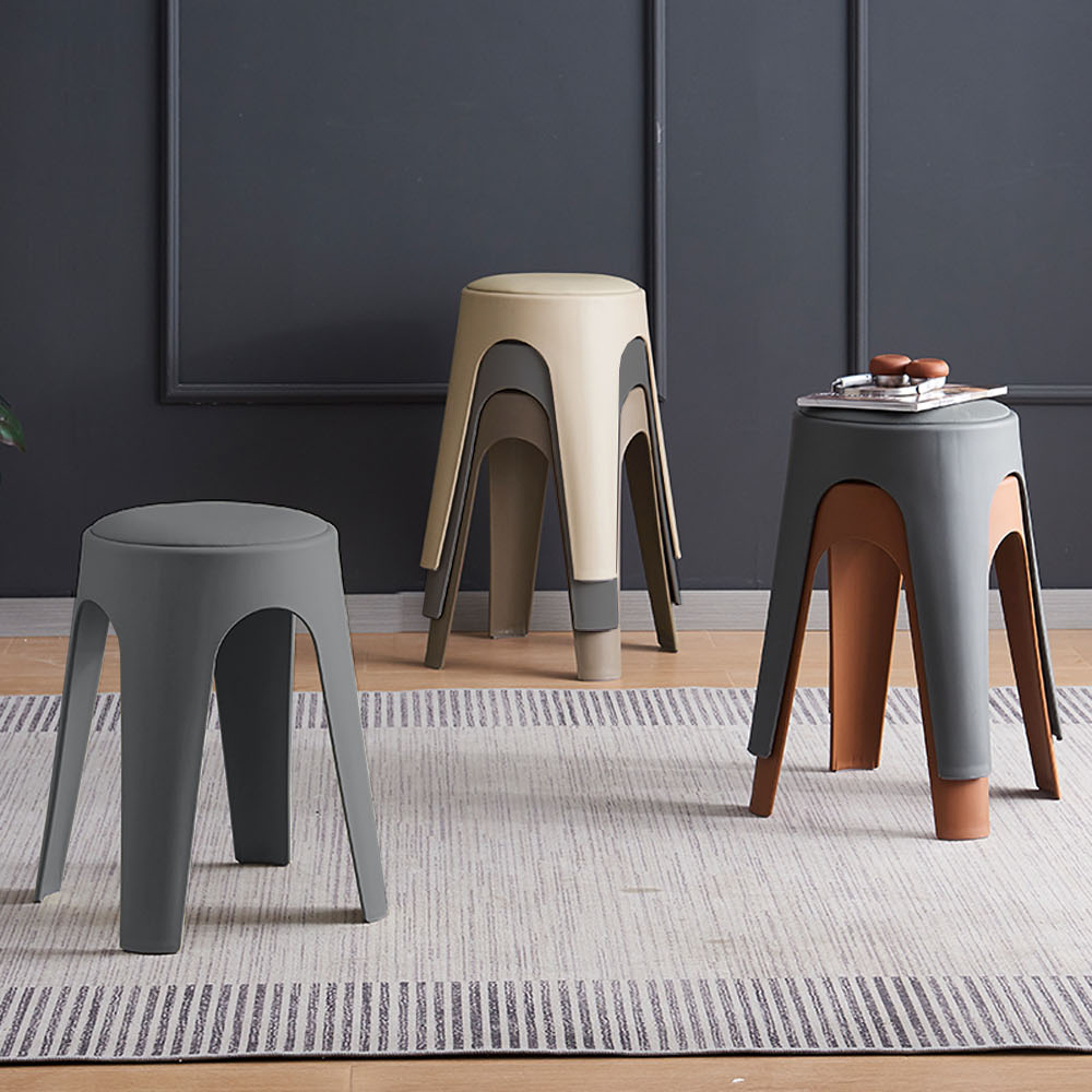 【AOTTO】莫蘭迪貓抓皮加厚疊加圓凳椅凳(ID-002)