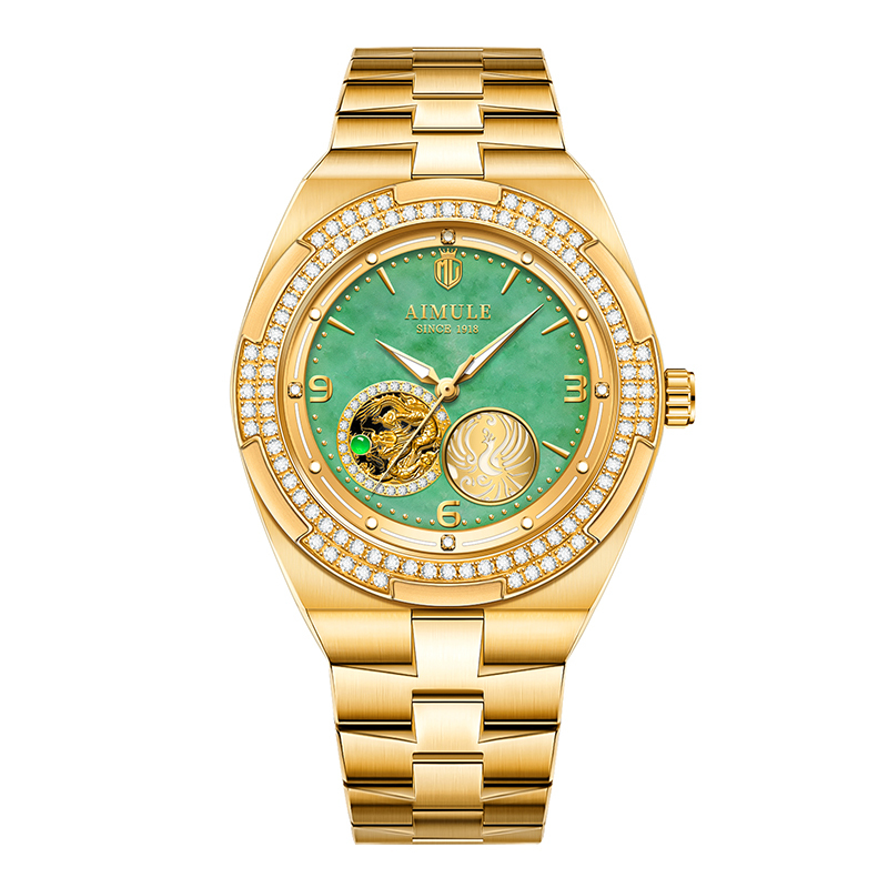 【AIMULE艾姆勒】Golden Loongfeng龍鳳鑾金系列 限量 鑲鑽 夜光 鏤空 機械 手錶