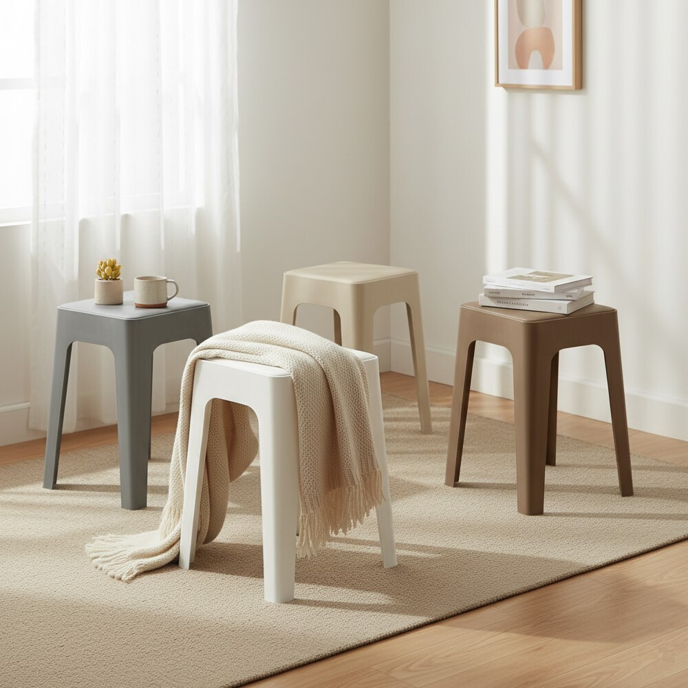 【AOTTO】莫蘭迪貓抓皮加厚疊加方形椅凳(ID-001)