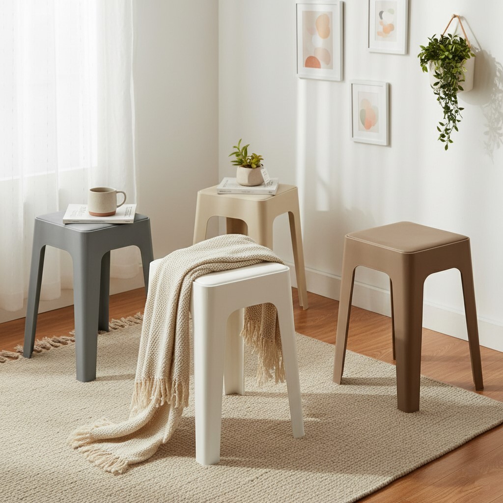 【AOTTO】莫蘭迪貓抓皮加厚疊加方形椅凳(ID-001)