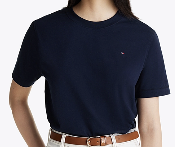 [S] TOMMY HILFIGER LADIES CREW NECK TEE,NAVY, 76J4869-410 (STH970)