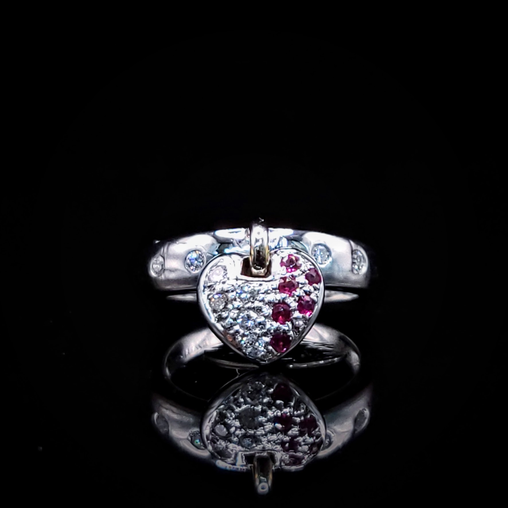 18K White Gold 0.38ct Ruby Emerald and Diamond Ring