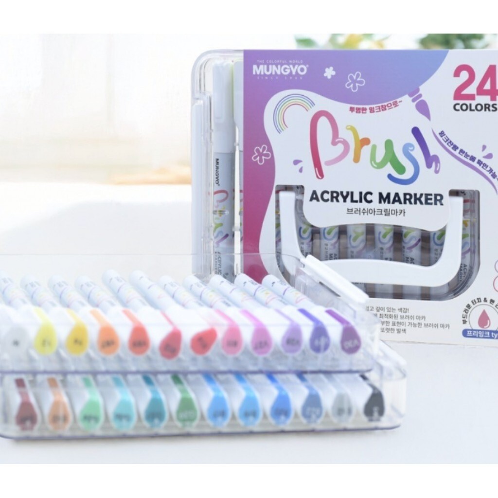 (預購商品 9/12收單)  韓國 MUNGYO 水彩感壓克力彩繪筆-24色
