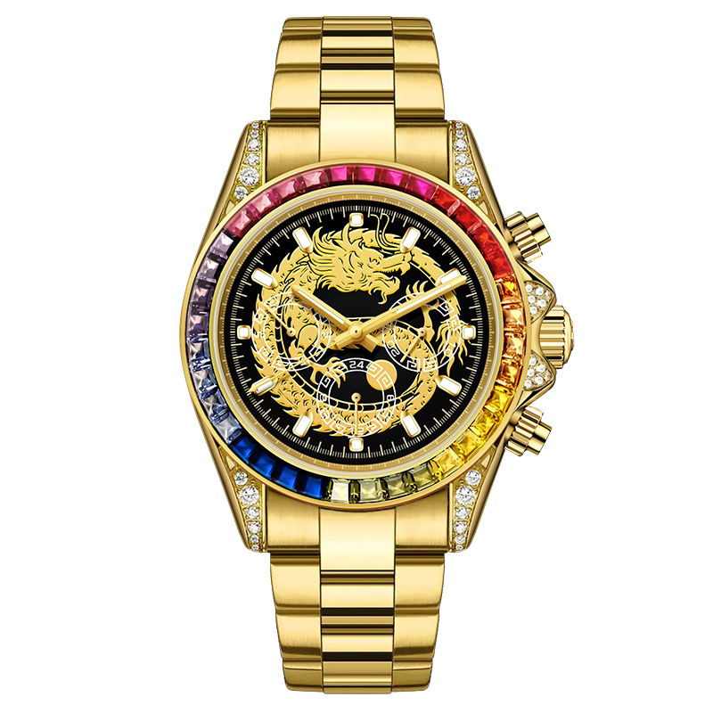 【AIMULE艾姆勒】Rainbow Dee彩虹迪龍年系列 限量 鏤空 三眼 夜光 機械 手錶