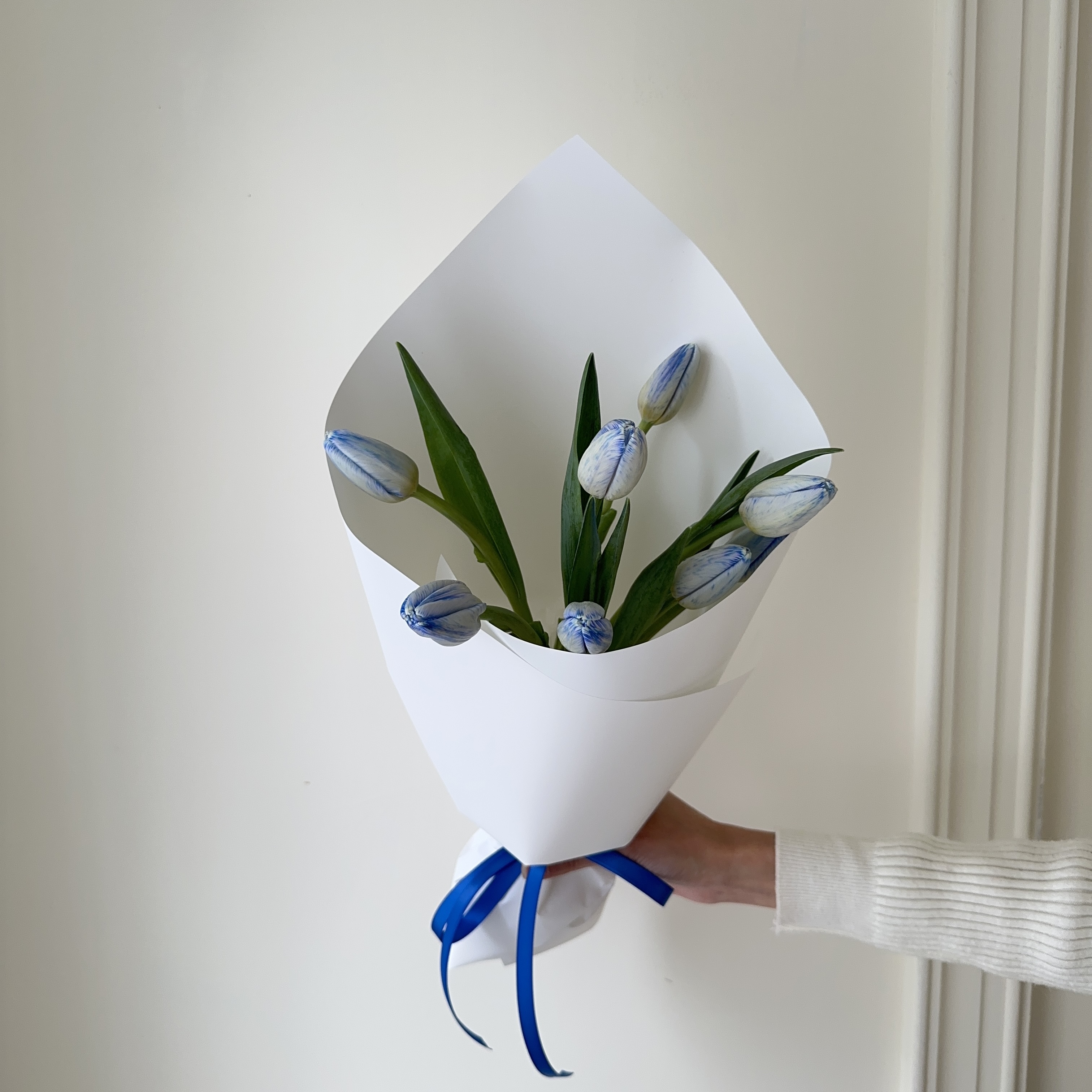 藍色月光-進口鬱金香鮮花花束