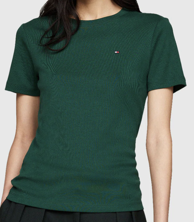 [S] TOMMY HILFIGER LADIES CREW NECK TEE,GREEN, 76J4883-302 (STH1037)