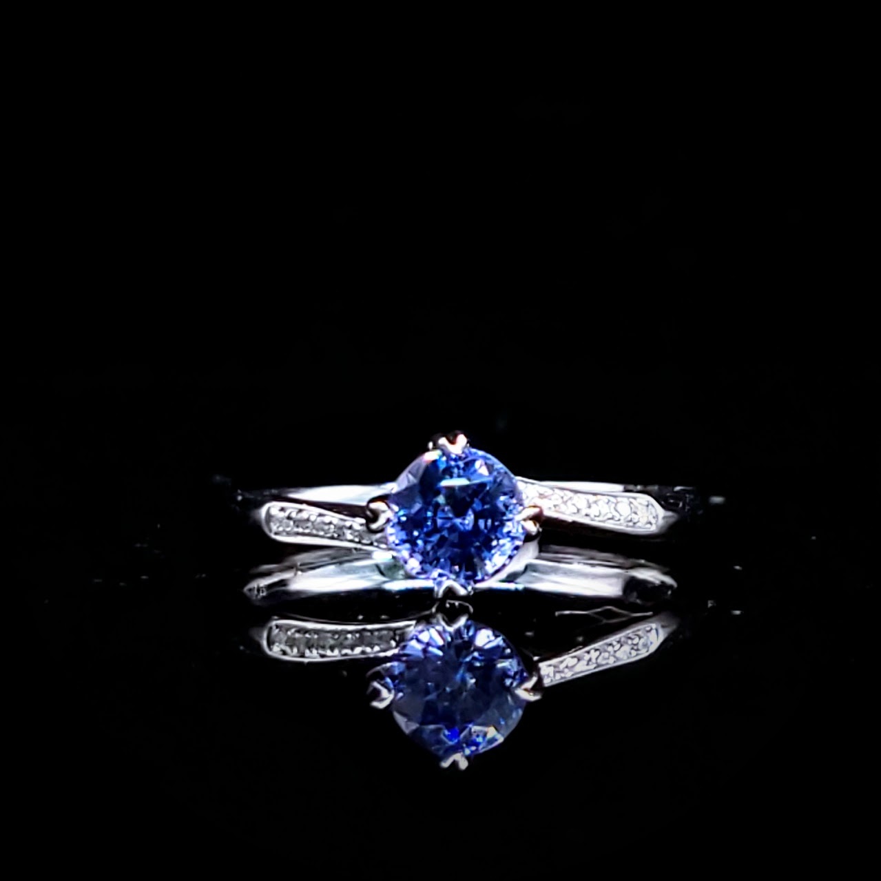 18K White Gold 0.63ct Sapphire and Diamond Ring