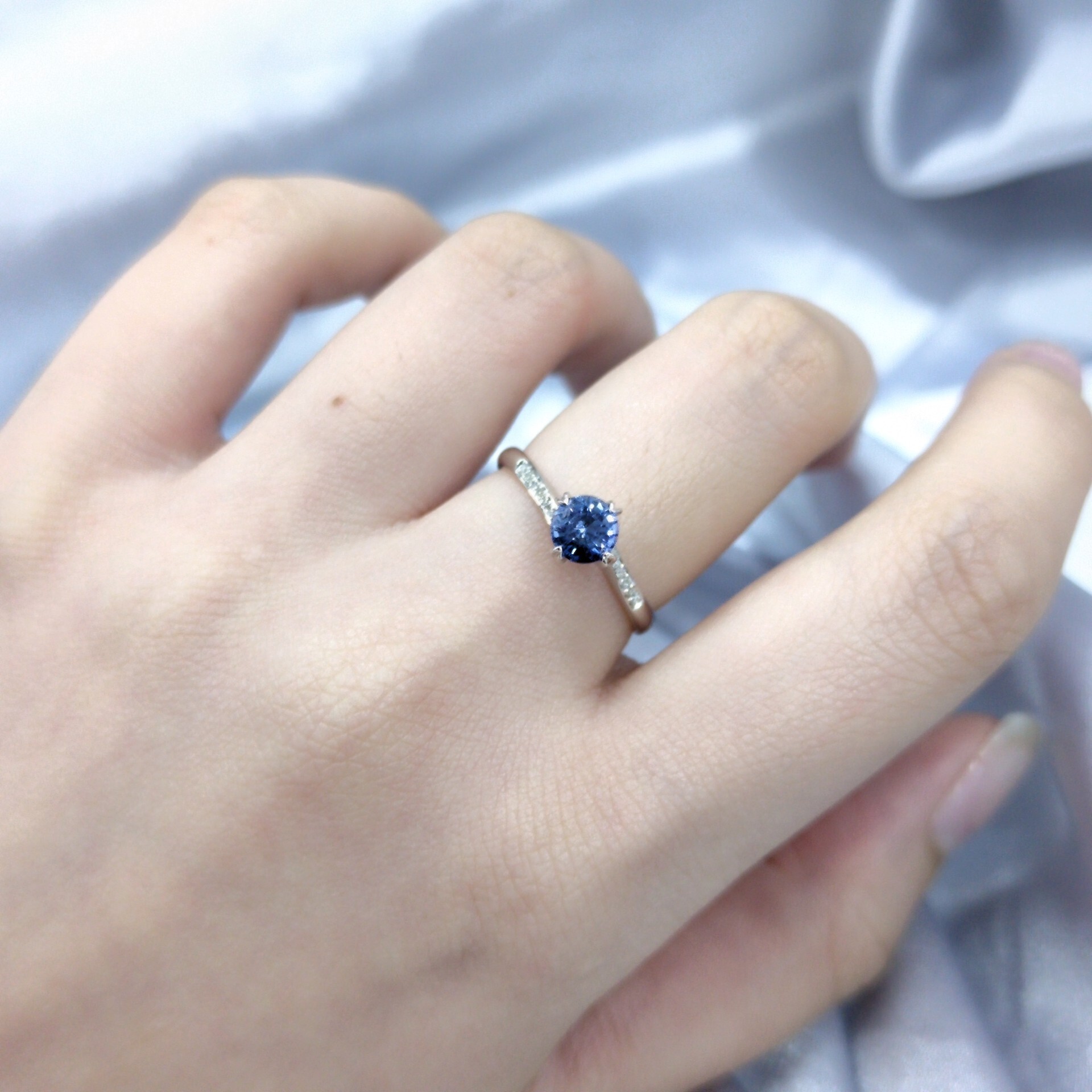 18K White Gold 0.63ct Sapphire and Diamond Ring