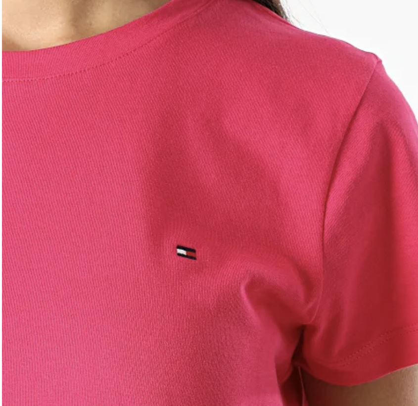 [S] TOMMY HILFIGER LADIES CREW NECK TEE,CHERRY, 76J4883-640 (STH964)