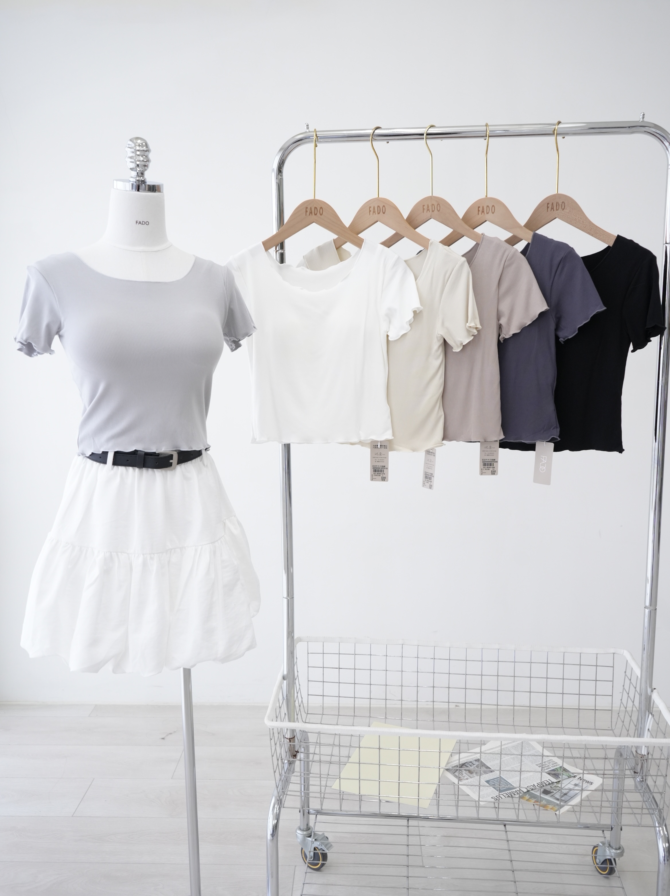法朵Fado shop｜木耳捲邊Tee (有胸墊) 021B060 六色