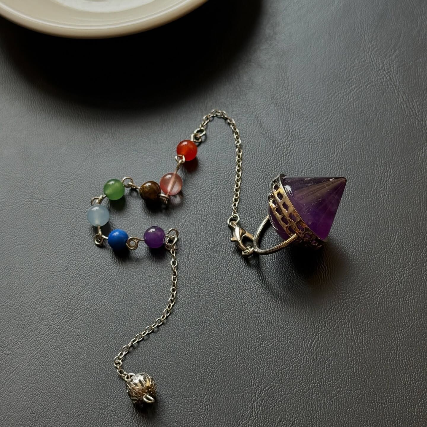 [原石] 紫水晶 七脈輪水晶靈擺