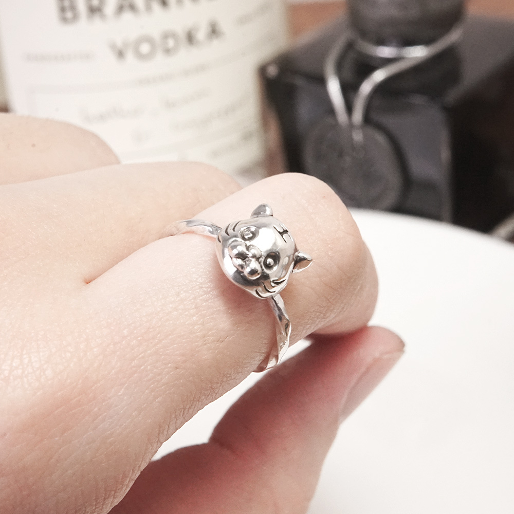 俏皮虎 方扭戒 925純銀戒指 Q版老虎設計