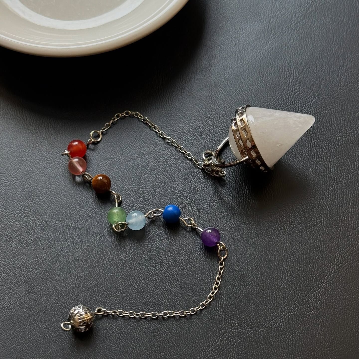 [原石] 白水晶 七脈輪水晶靈擺