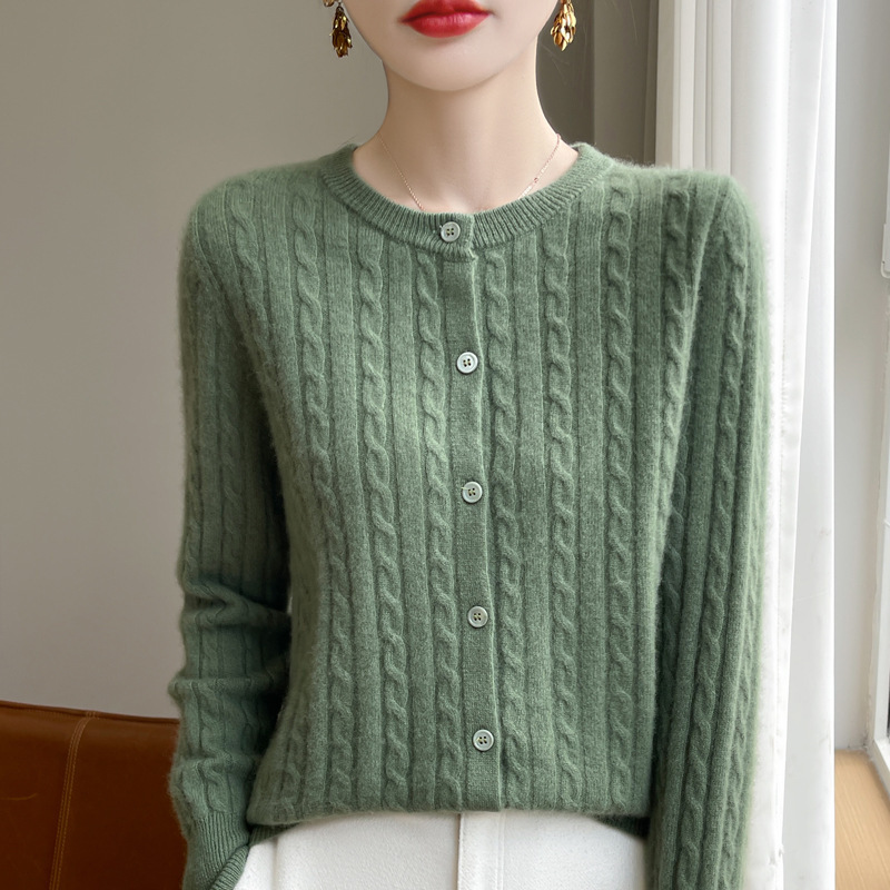 圓領麻花針織上衣外套 十六色