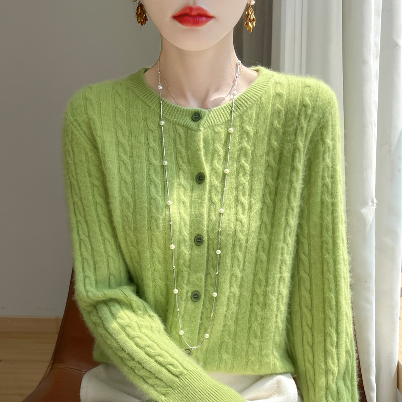 圓領麻花針織上衣外套 十六色