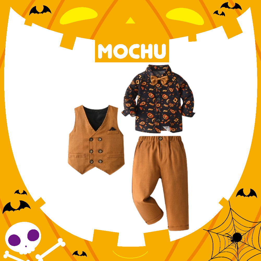 (110cm現貨)南瓜月夜紳士套裝三件組