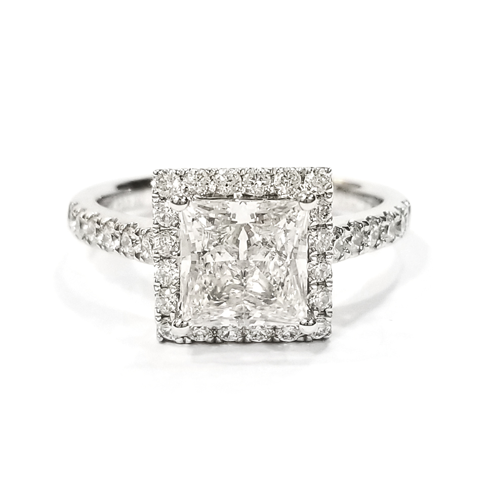18K白金 1.5卡實驗室培育公主方鑽石戒指