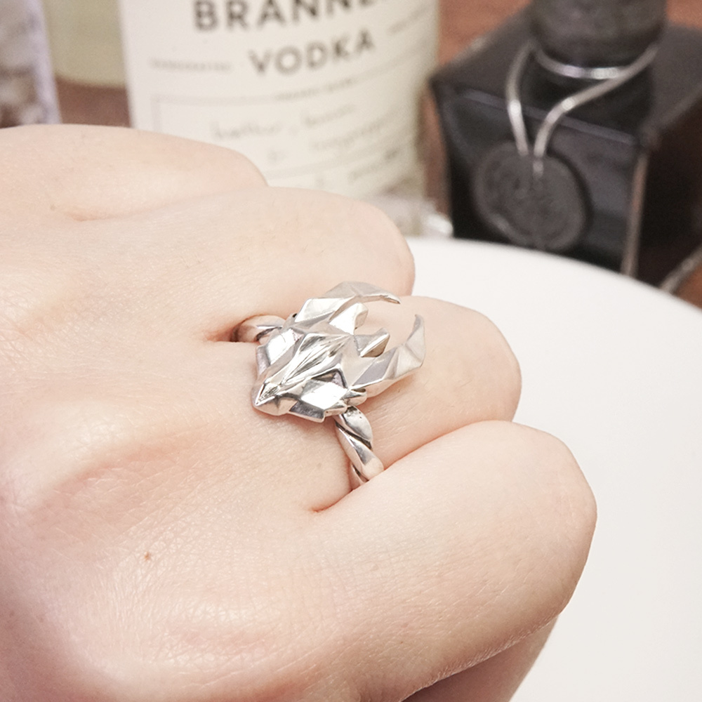 幾何龍 方晶格戒指 925純銀戒指