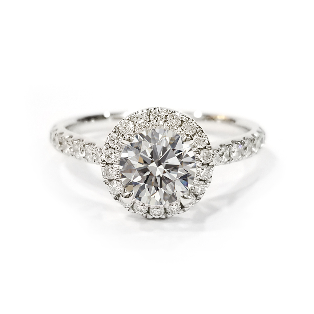 18K白金 1卡實驗室培育圓形鑽石戒指