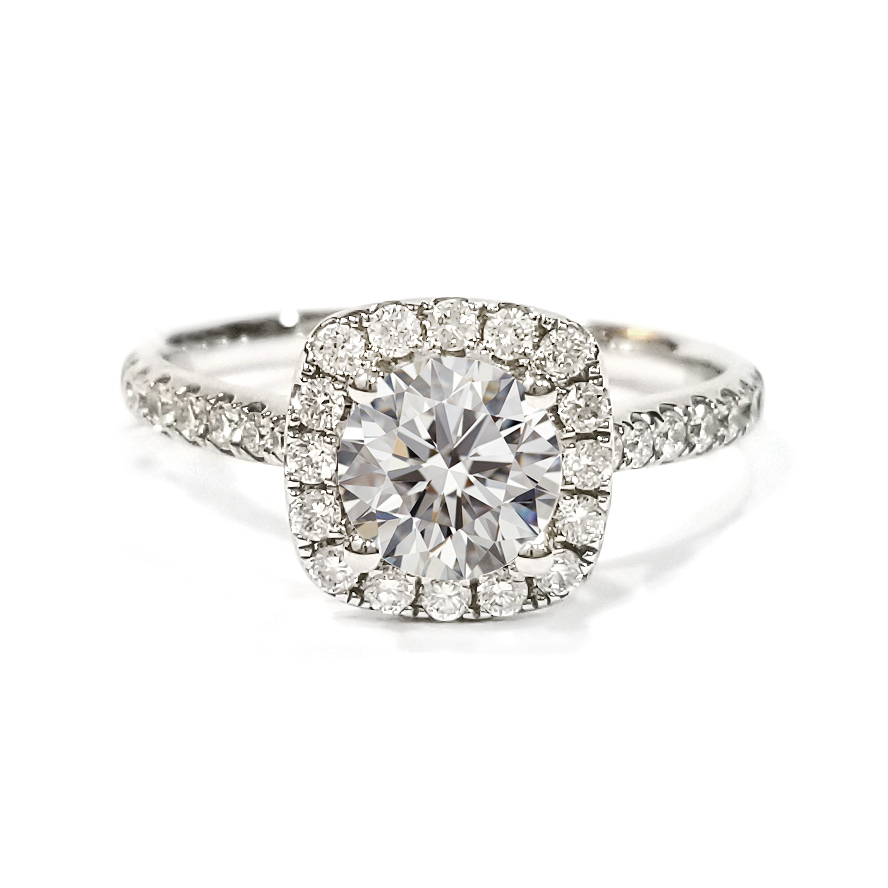 18K白金 1卡實驗室培育圓形鑽石戒指