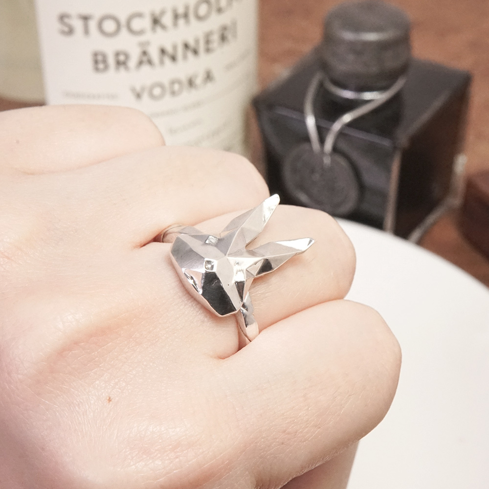 魔幻兔 方晶格戒指 925純銀戒指