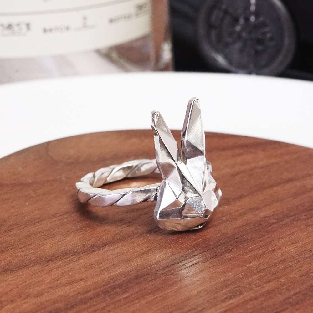魔幻兔 方晶格戒指 925純銀戒指