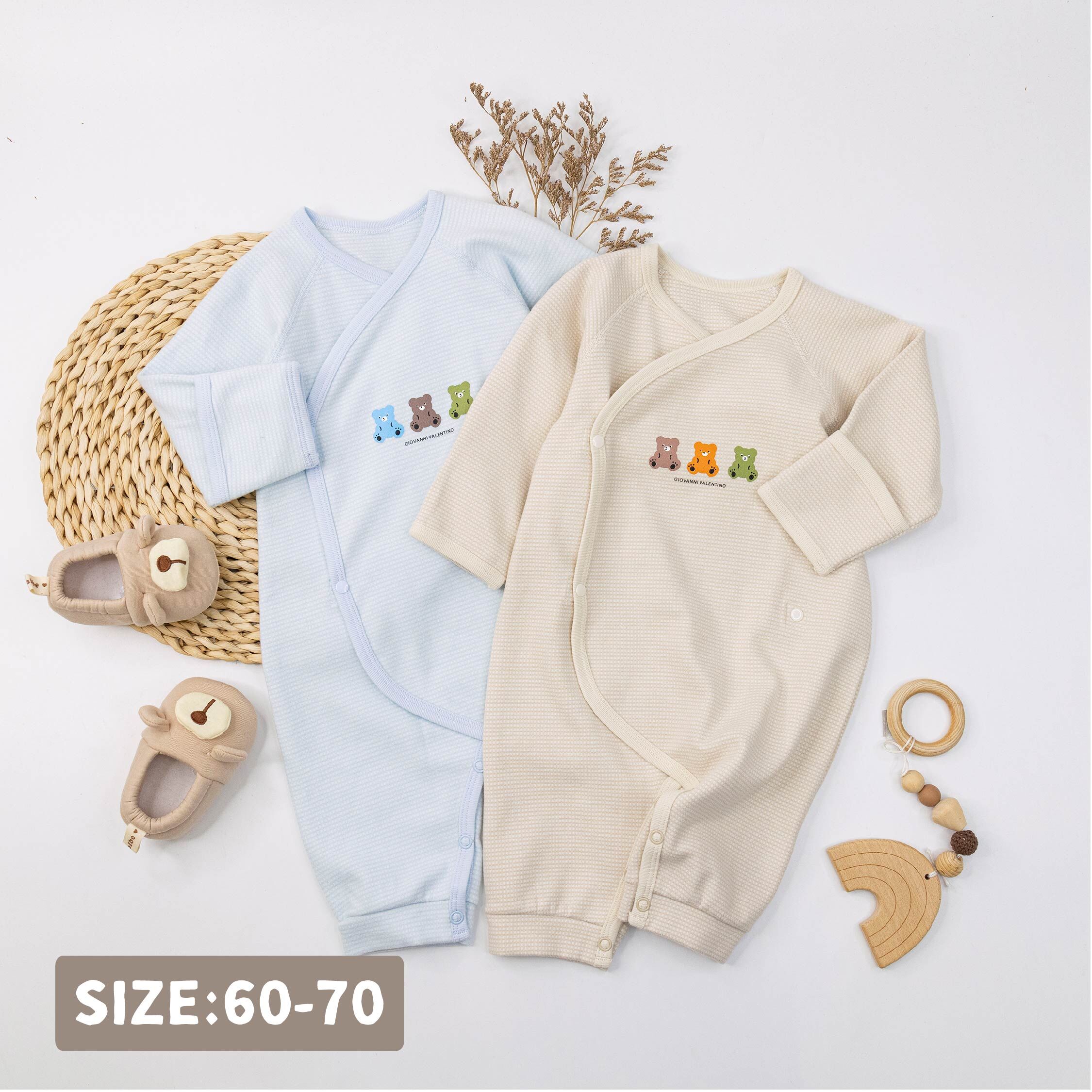 范侖鐵諾【32575】小熊軟糖細格紋舒適蝴蝶裝/蝴蝶衣＊二色