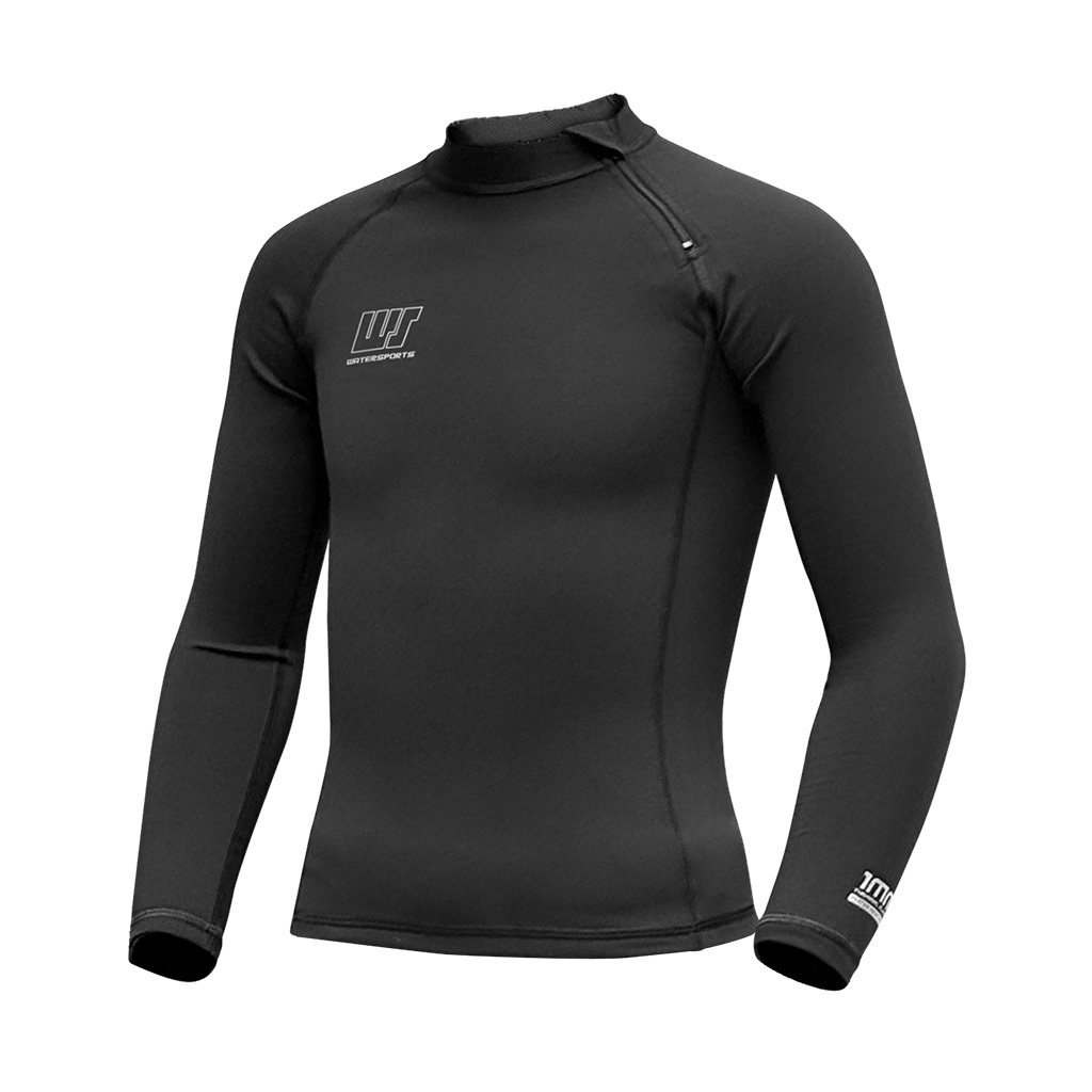 1mm 兒童抗水抓毛游泳保暖上衣 (前半拉鏈) - 黑