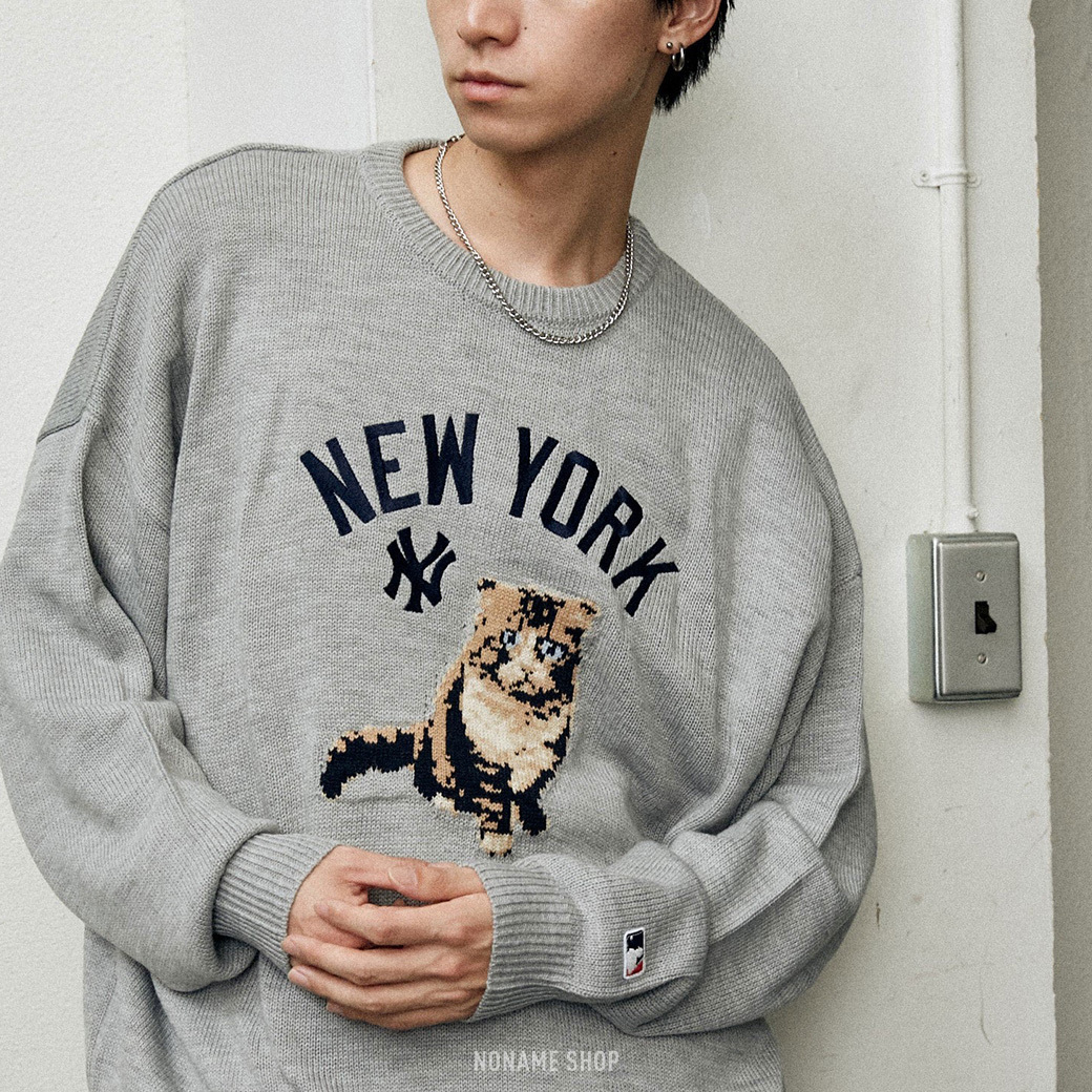 MLB 限量 美國職棒大聯盟 貓貓 貓咪 圓領 針織衫 長袖 三色 (男款)