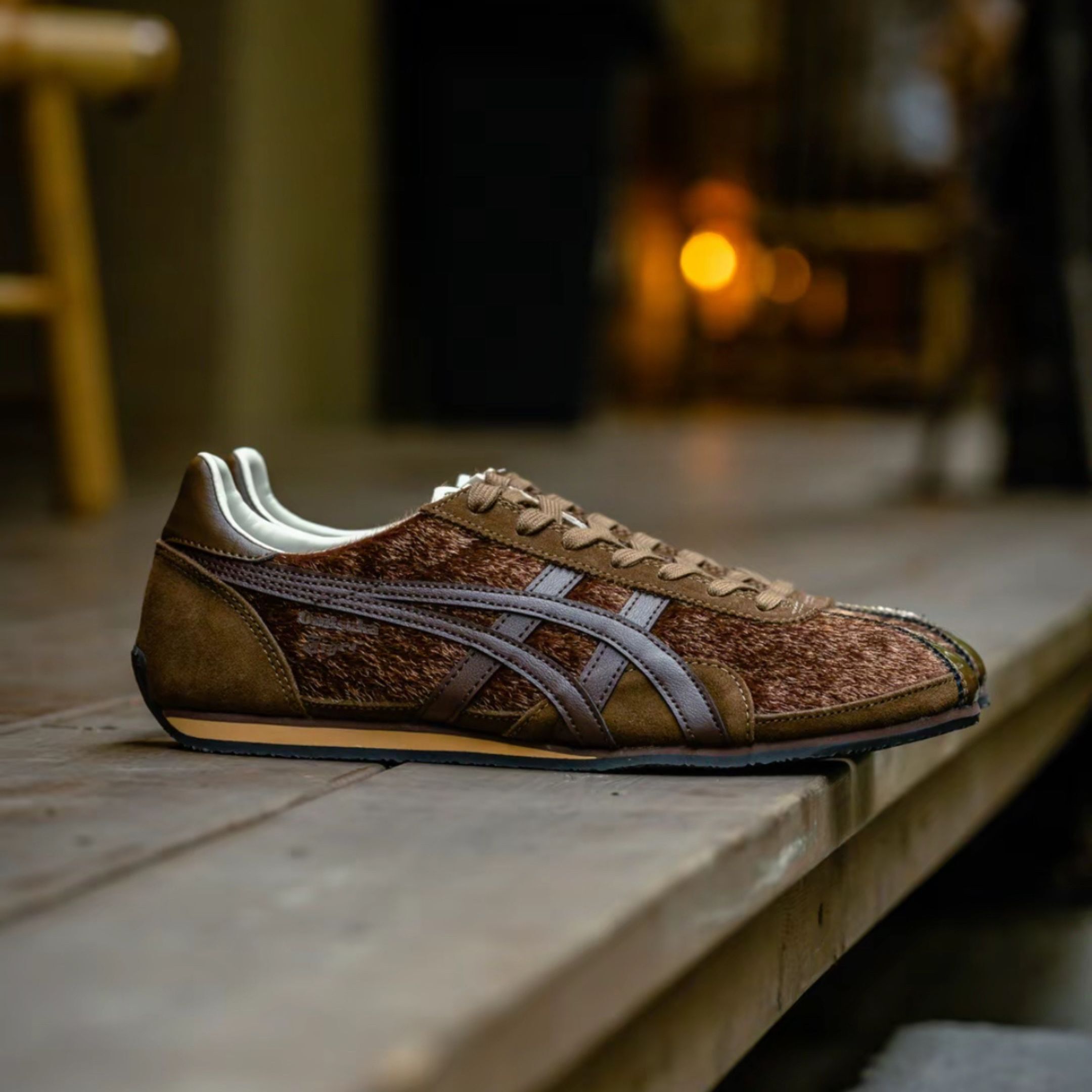 虎 NICEDAY 代購Onitsuka RUNSPARK 鬼塚虎復古薄底馬鬃毛毛可可棕