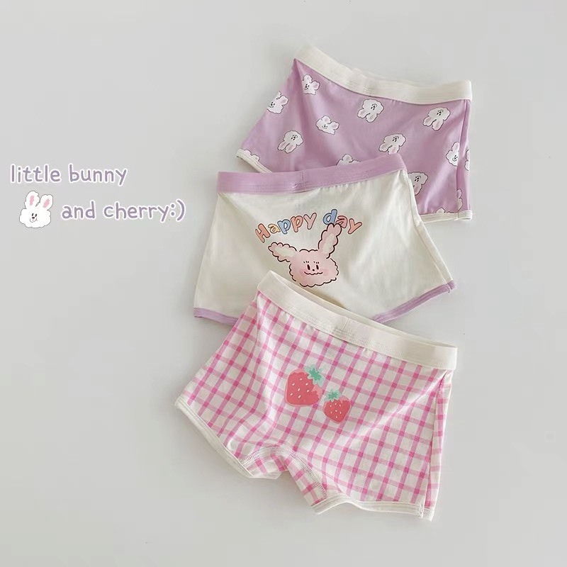 草莓格紋兔兔內褲組｜女寶