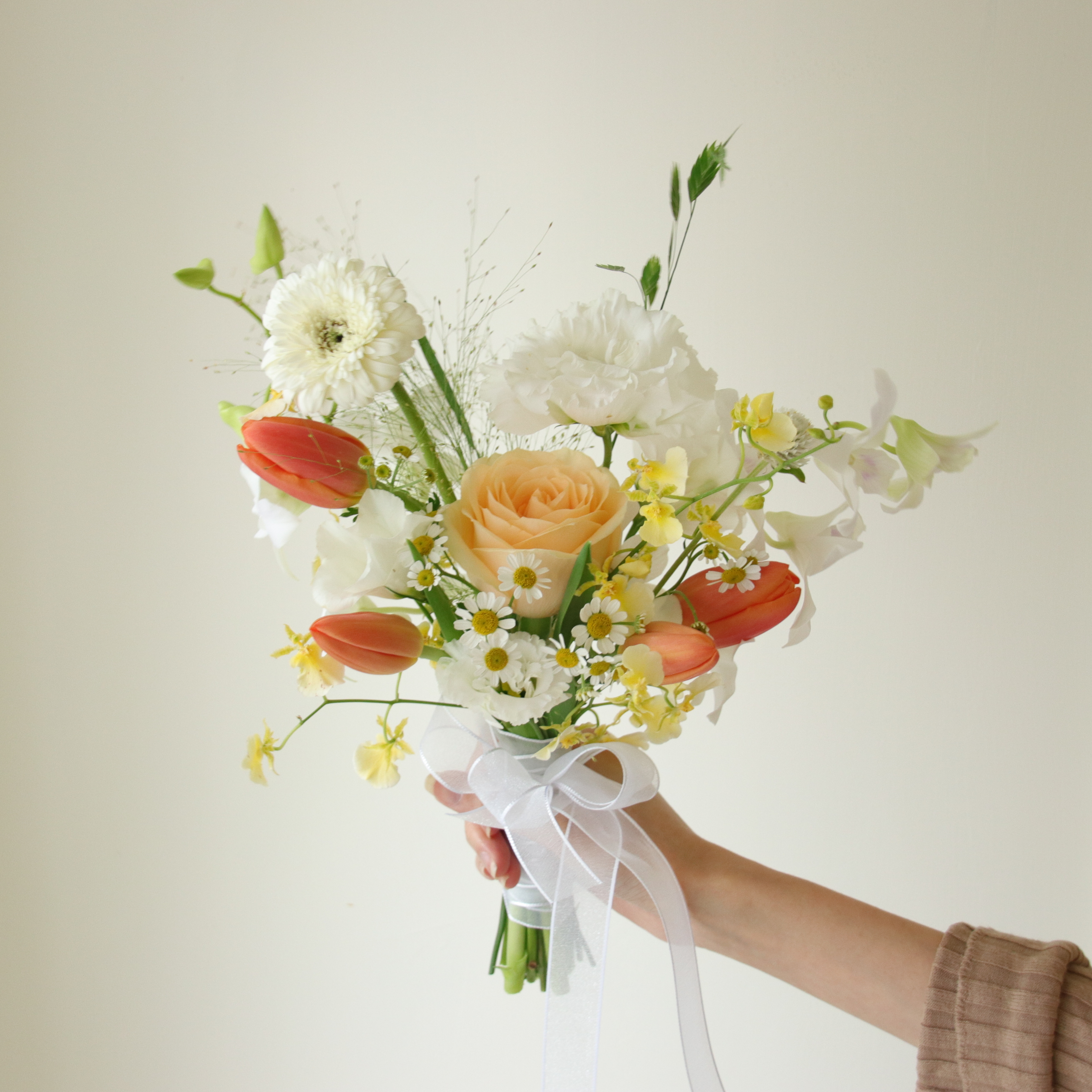 Wedding bouquet - 金橙戀曲 黃橘色系單面小綁花