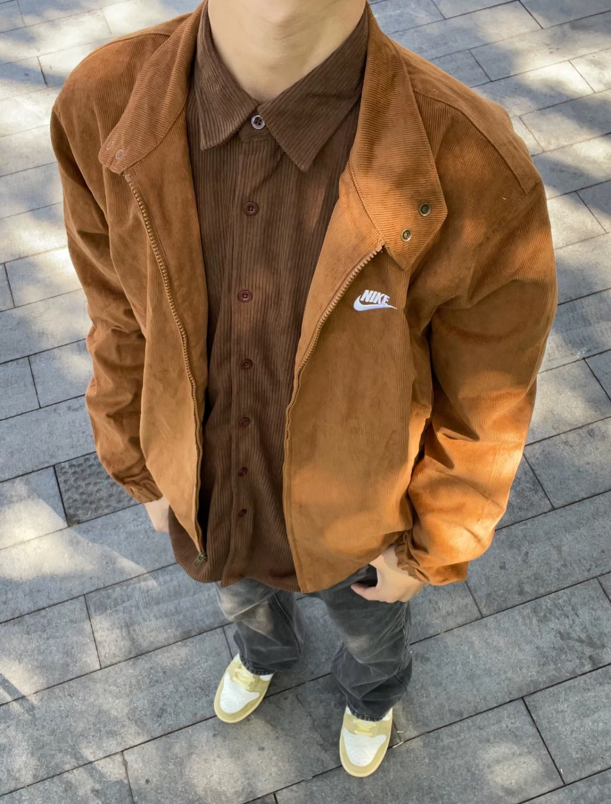 Nike Sportwear 立領燈心絨外套 橘棕色 棕色 燈芯絨 直條紋 寬鬆 男女款 FZ0632-281/預購