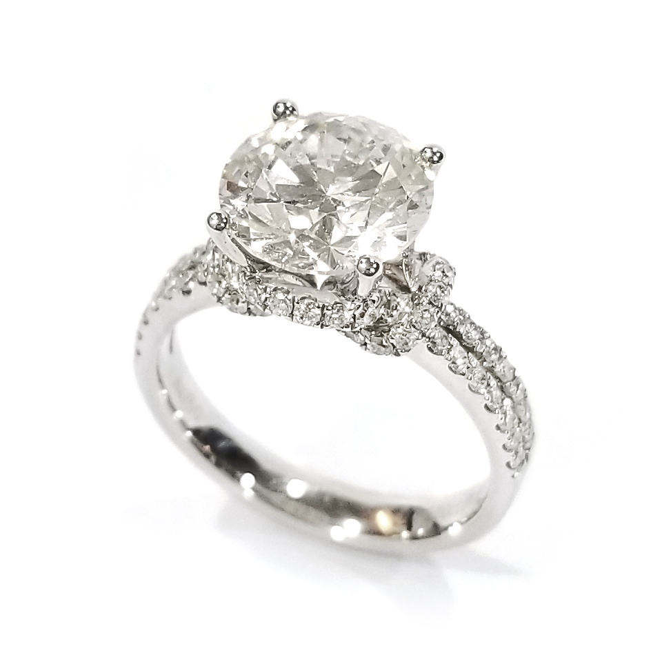 18K白金 3卡實驗室培育圓形鑽石戒指