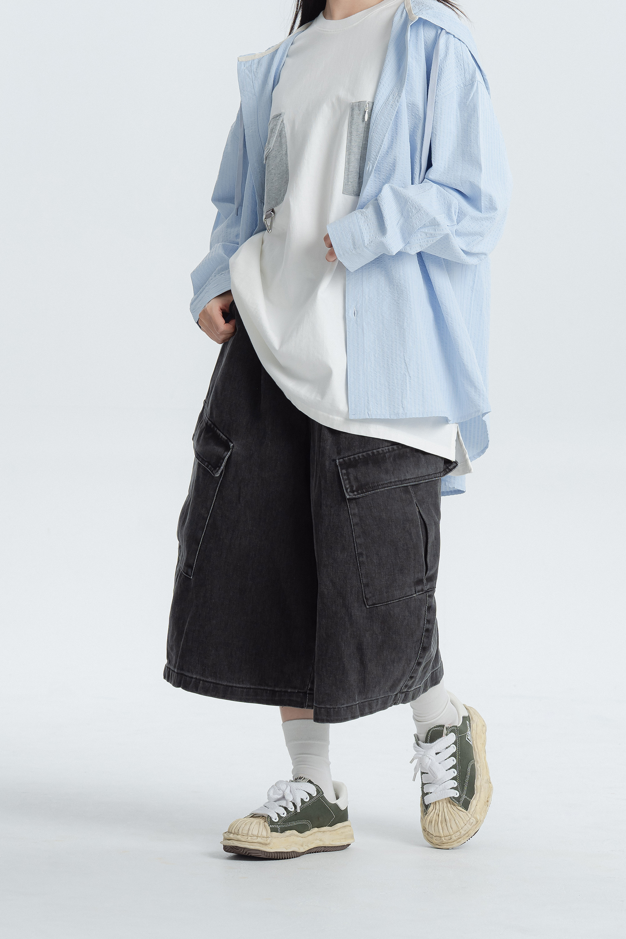 大推!水洗色大口袋六分褲 2色