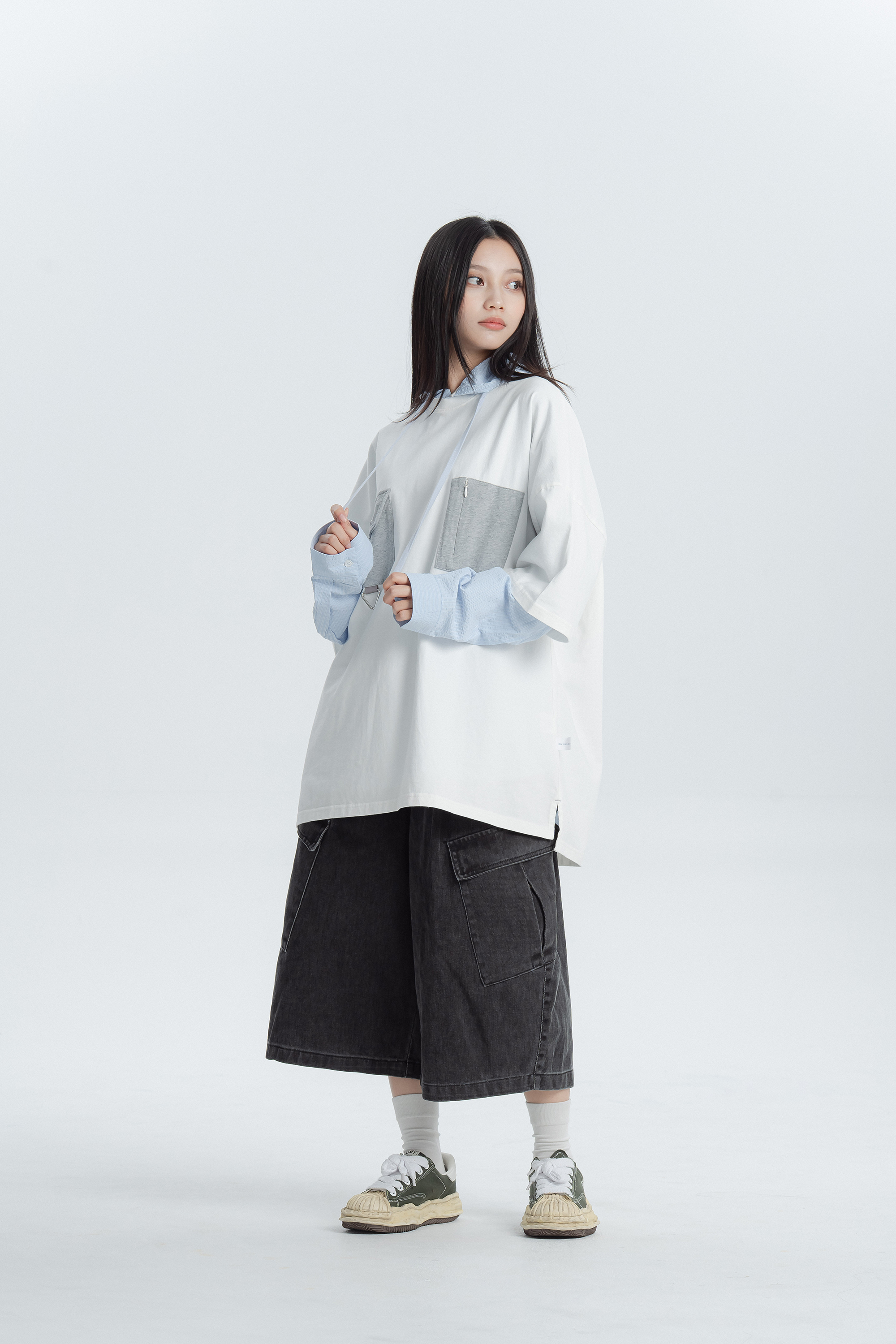 大推!水洗色大口袋六分褲 2色