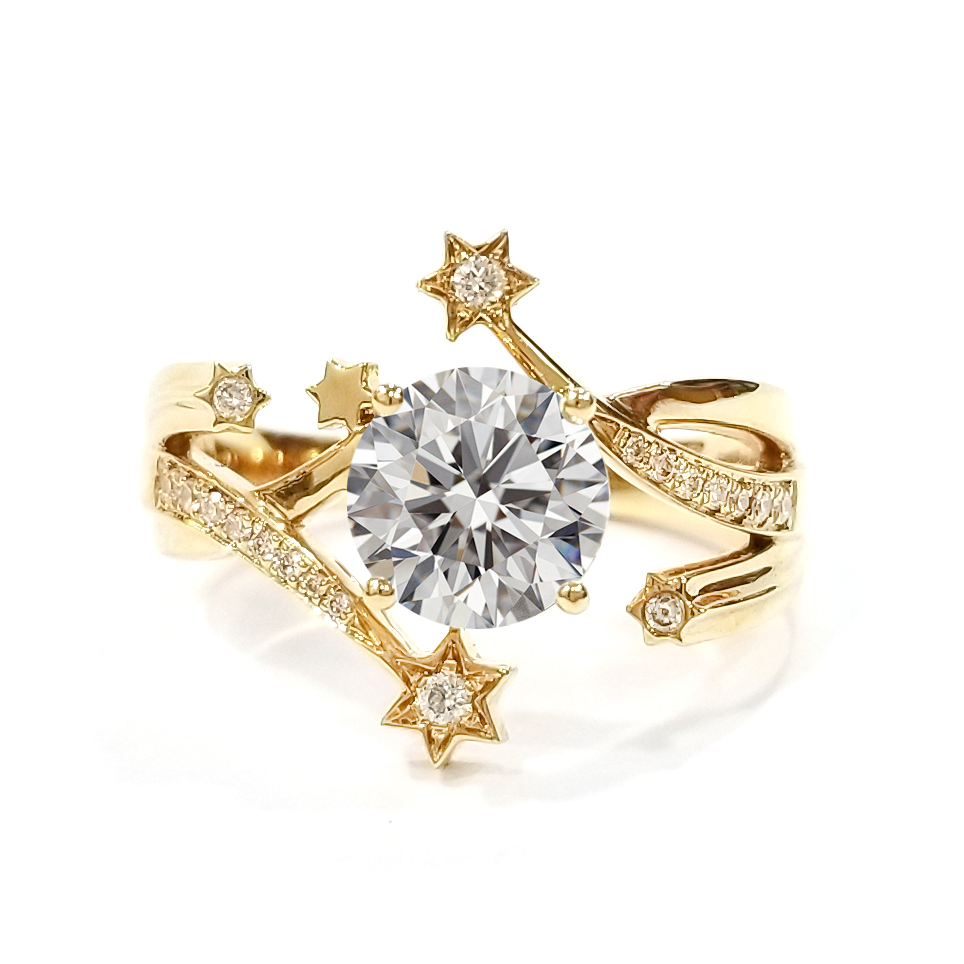 18K黃金 1卡實驗室培育圓形鑽石戒指