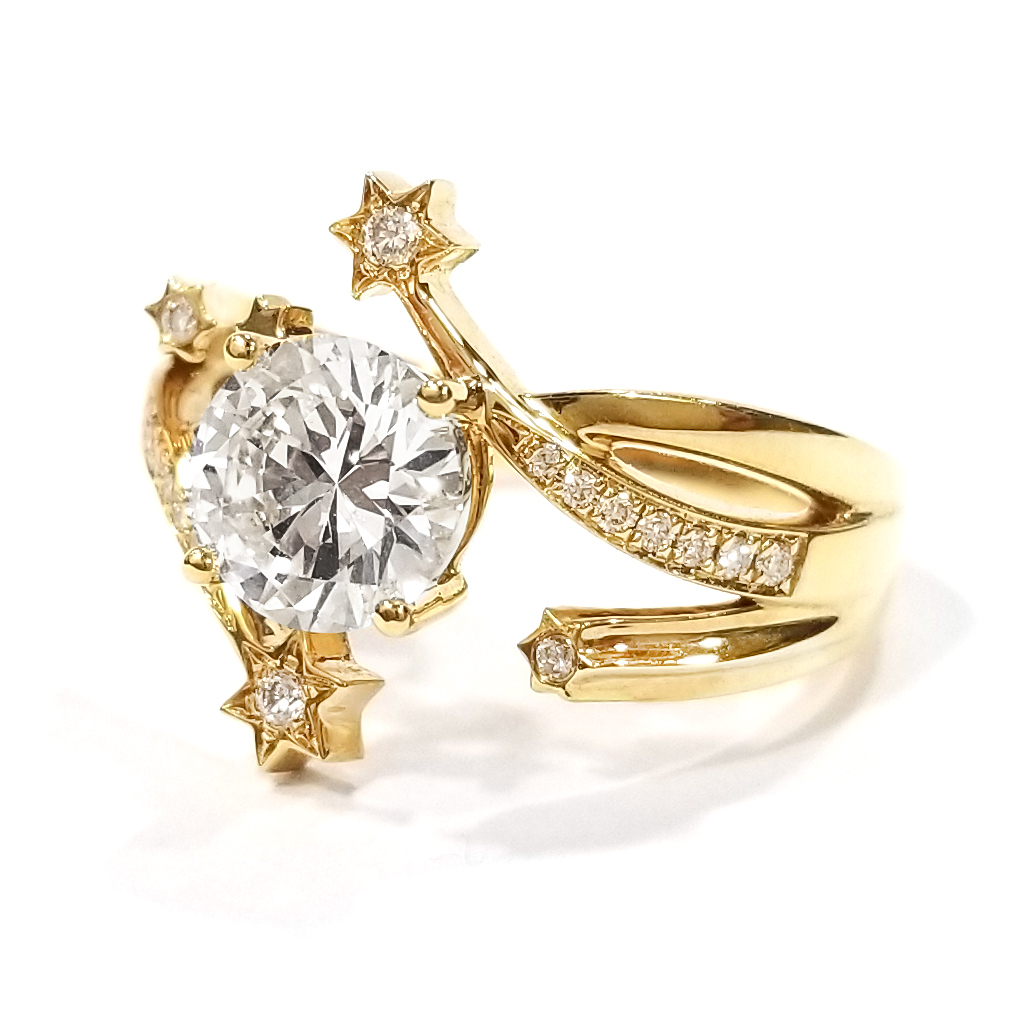 18K黃金 1卡實驗室培育圓形鑽石戒指