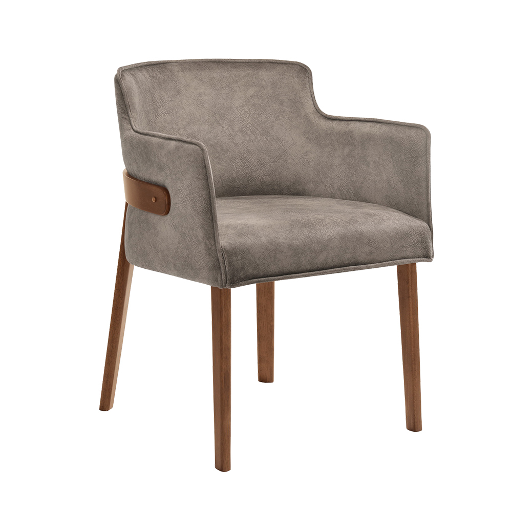 雷克實木布面扶手餐椅/單椅