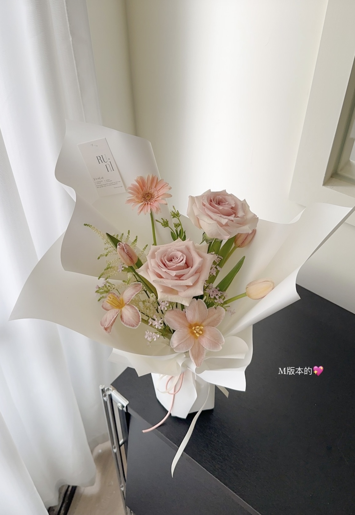 紫色樂曲-進口玫瑰鬱金香綜合鮮花花束