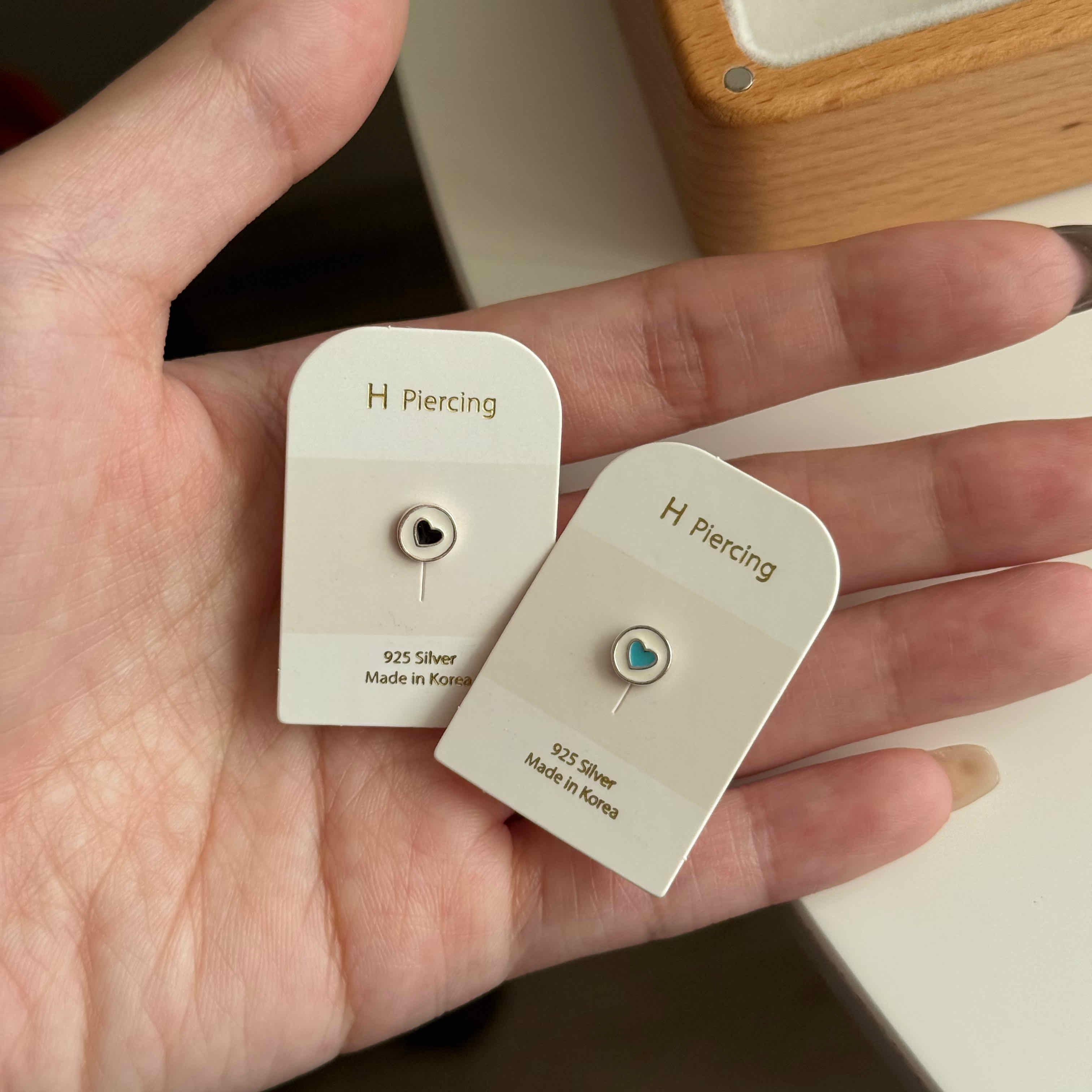 🇰🇷925 silver 愛心甜甜圈轉珠耳釘