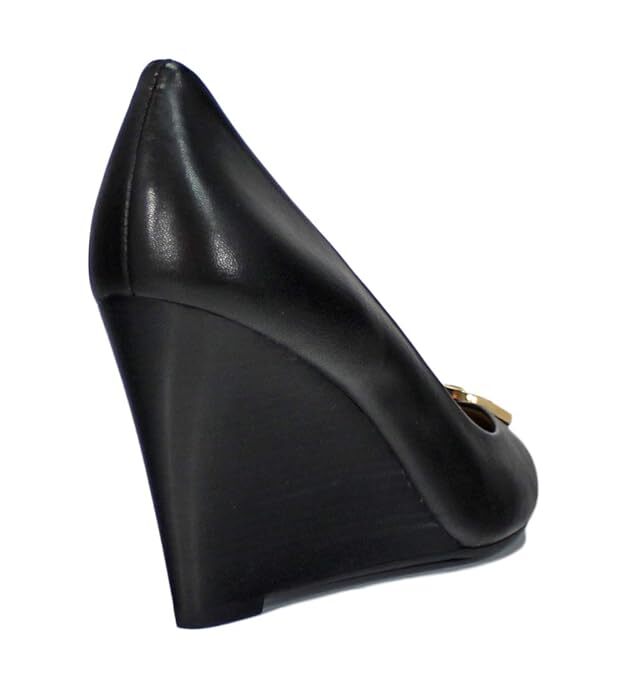 [S] TORY BURCH BENTON 2 85MM PEEP TOE WEDGE, PERFECT BLACK GOLD 013, 64098-013 [FINAL SALE] (STB78)