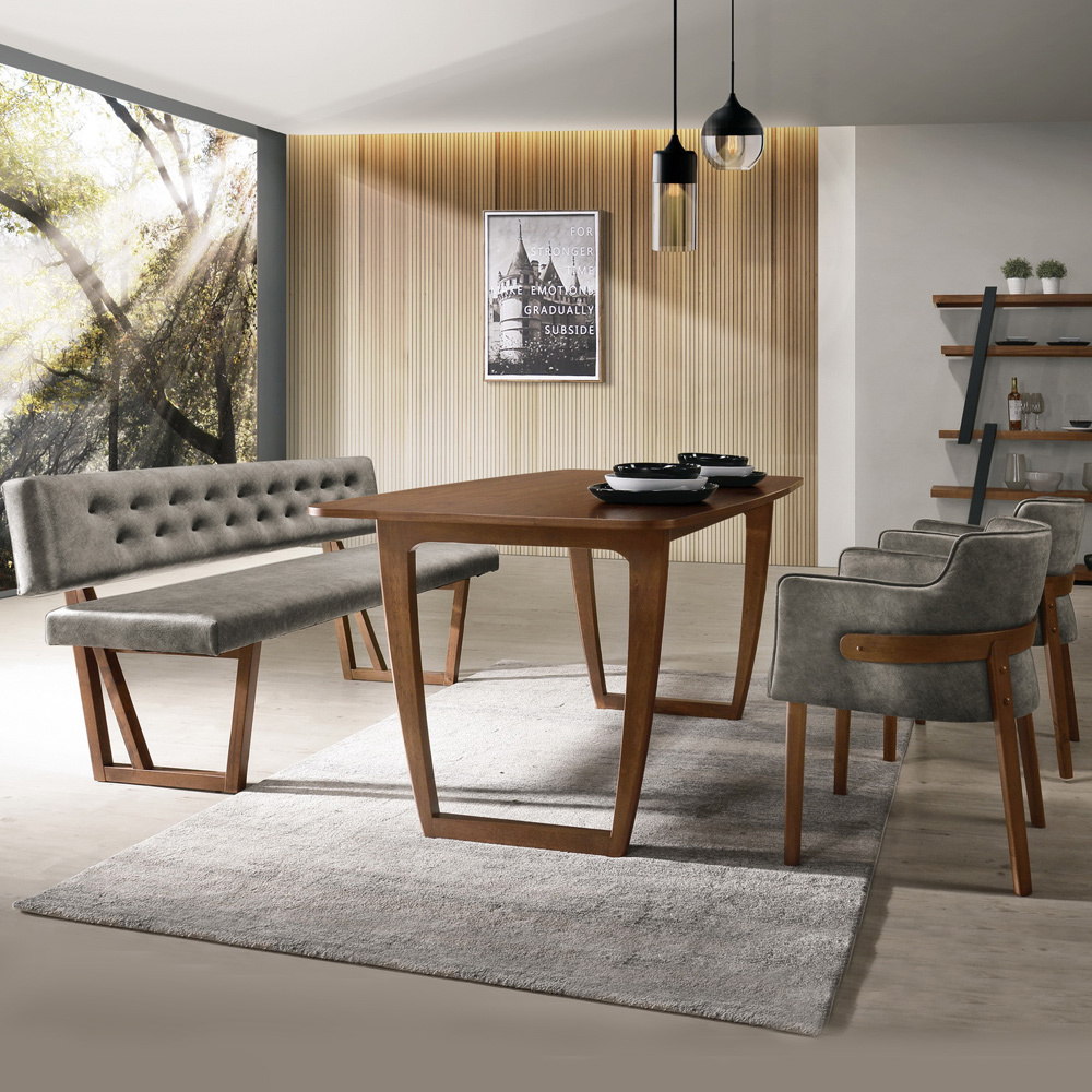 雷克5.3尺餐桌椅組合(一桌二椅一長凳)