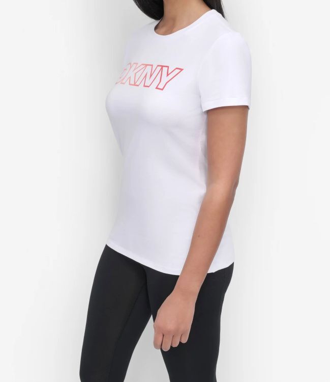 [S] DKNY WHITE DP5T1193 OMBRE OUTLINE LOGO CREW NECK TEE, 732465923814 FINAL SALE (SD1381)