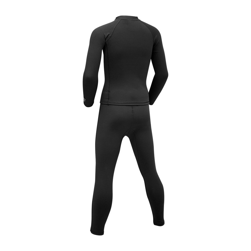 1mm 兒童抗水抓毛游泳保暖套裝 (前半拉鍊) - 黑