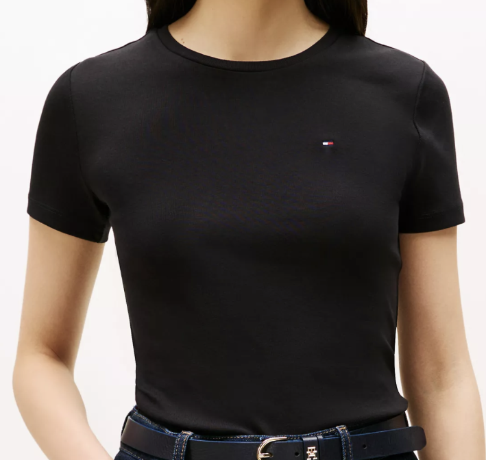 [S] TOMMY HILFIGER LADIES CREW NECK FAVORITE TEE,BLACK, 76J4869-001 (STH1031)