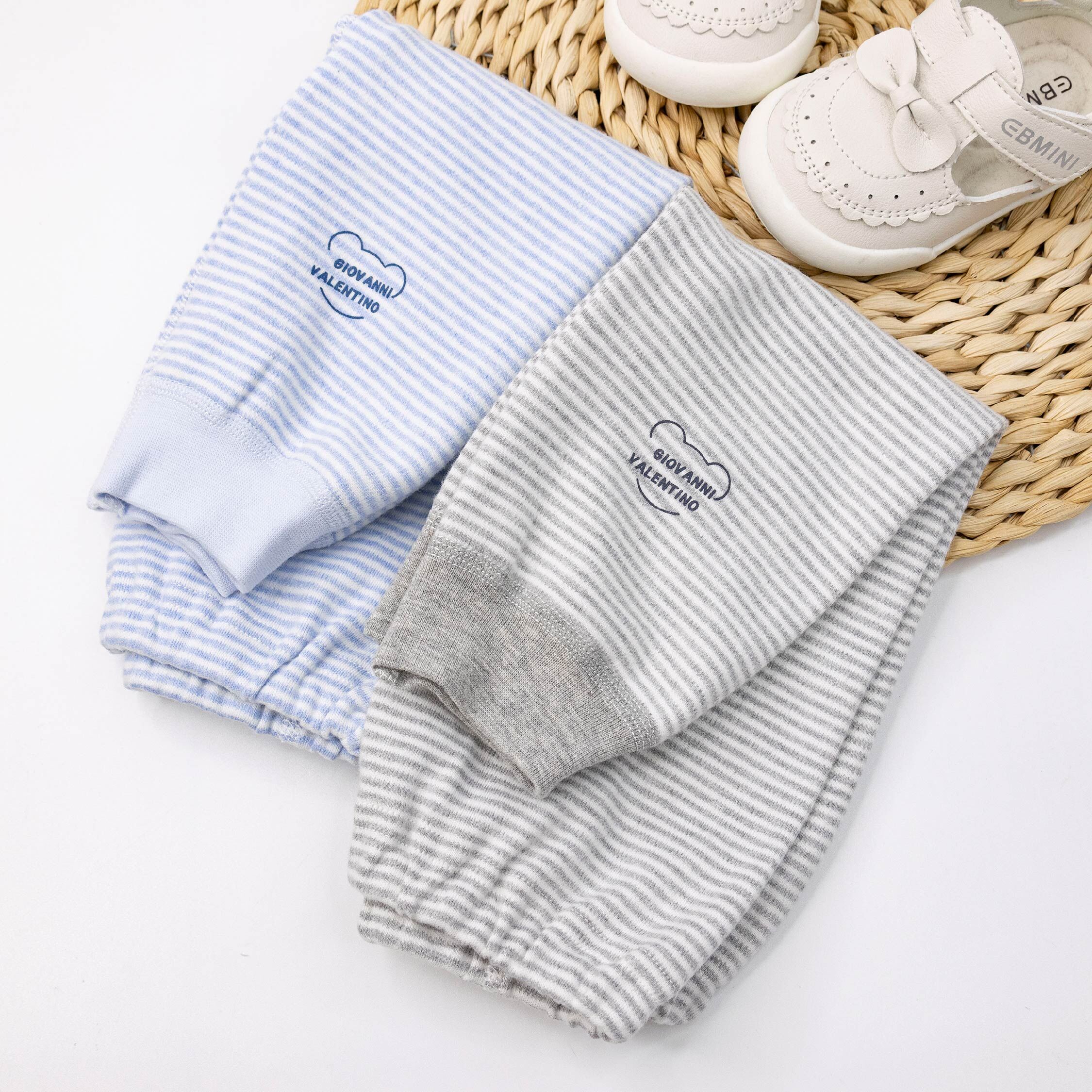 范侖鐵諾【32587】品牌熊熊條紋縮口初生褲＊二色