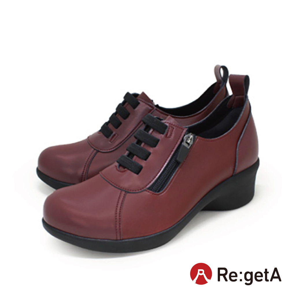 大阪樂步健康鞋 Re:getA Regetta側拉鍊楔型鞋休閒鞋 R2164 (WIN-酒紅色)